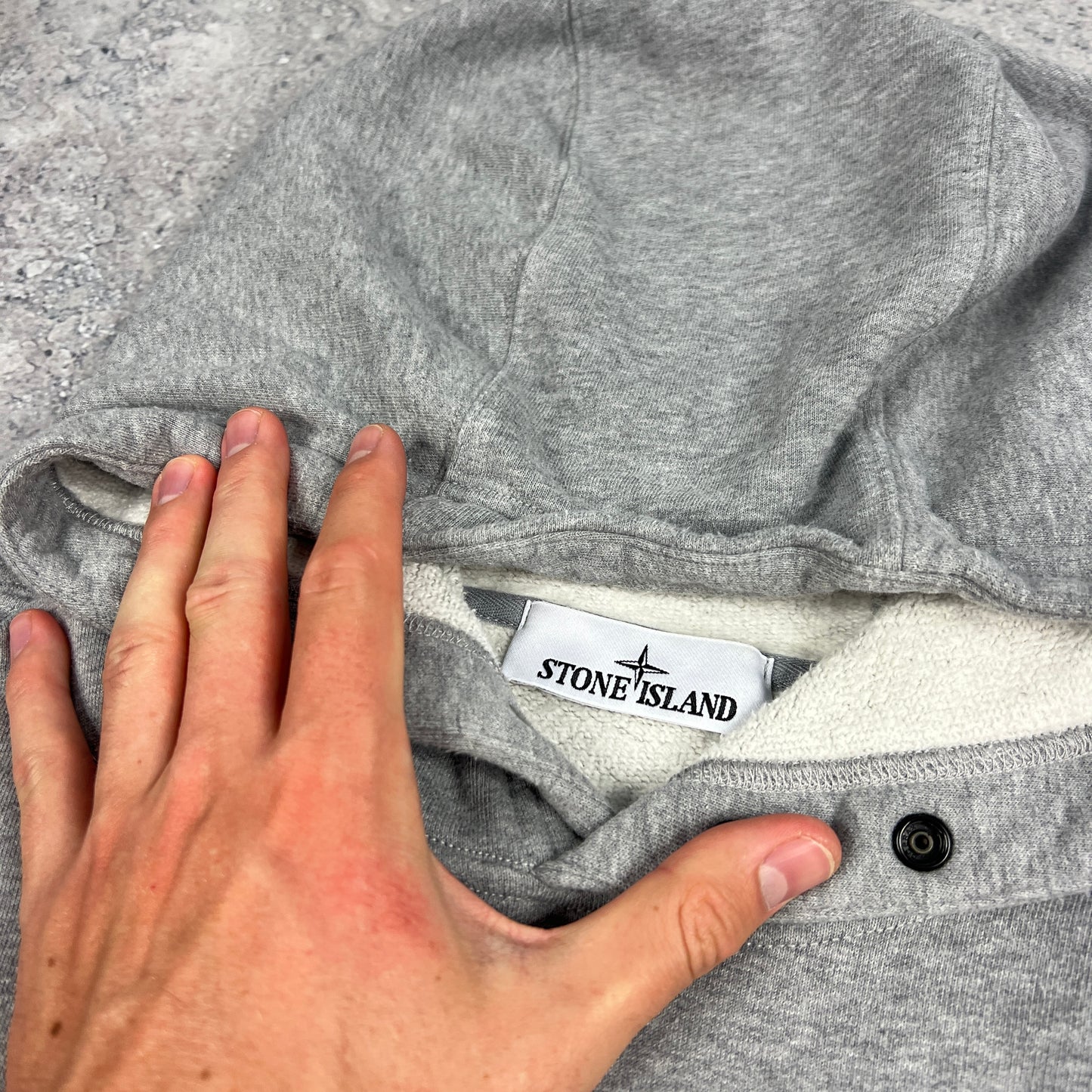 Stone Island Grey Pullover Hoodie Medium 22.5”