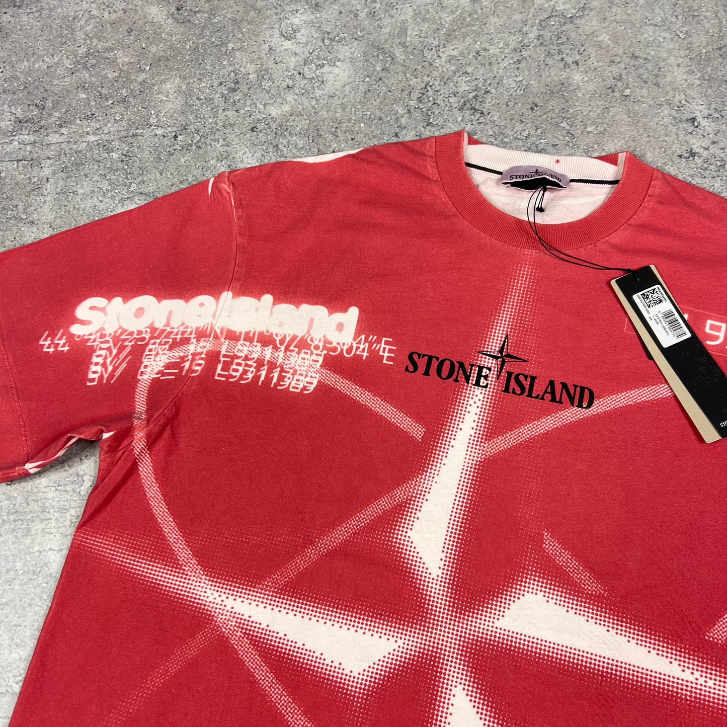 Stone Island Pink Y2K Logo T-Shirt Large 23.75”