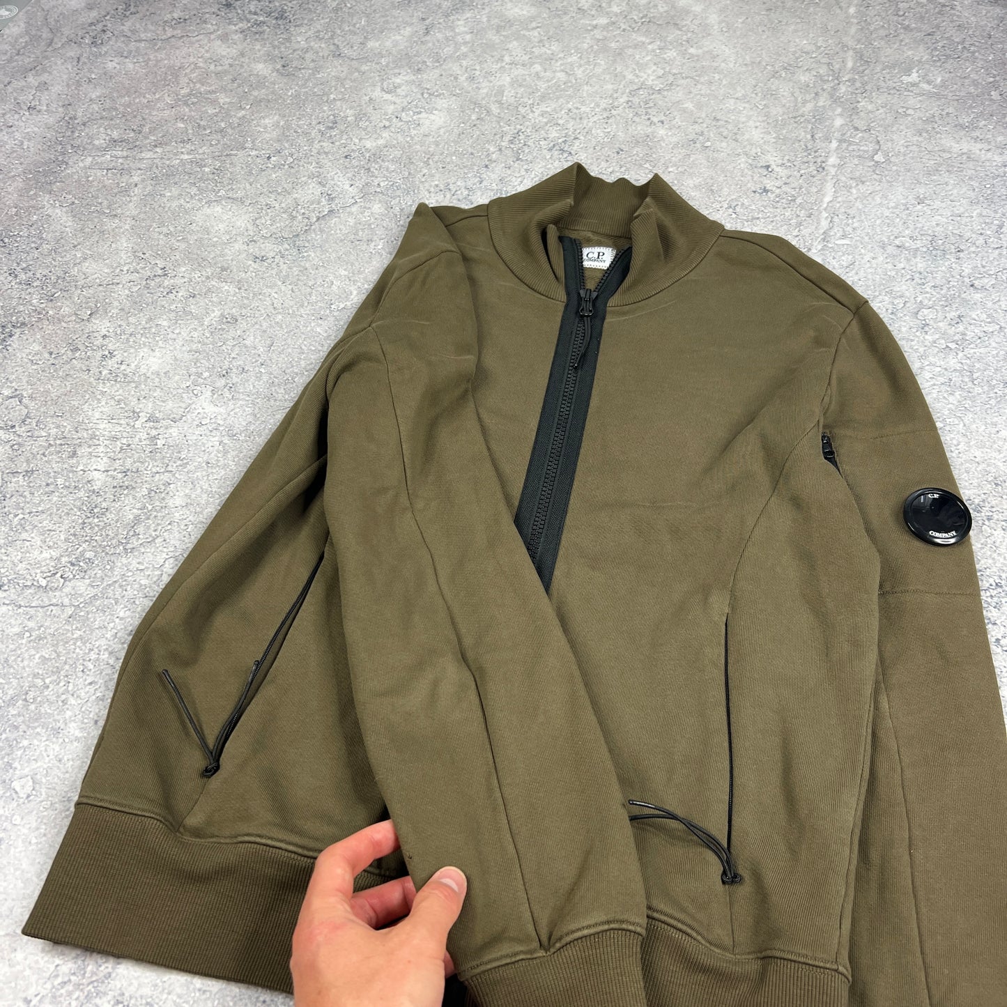 CP Company Khaki FZ Lens Sweatshirt Medium 21”