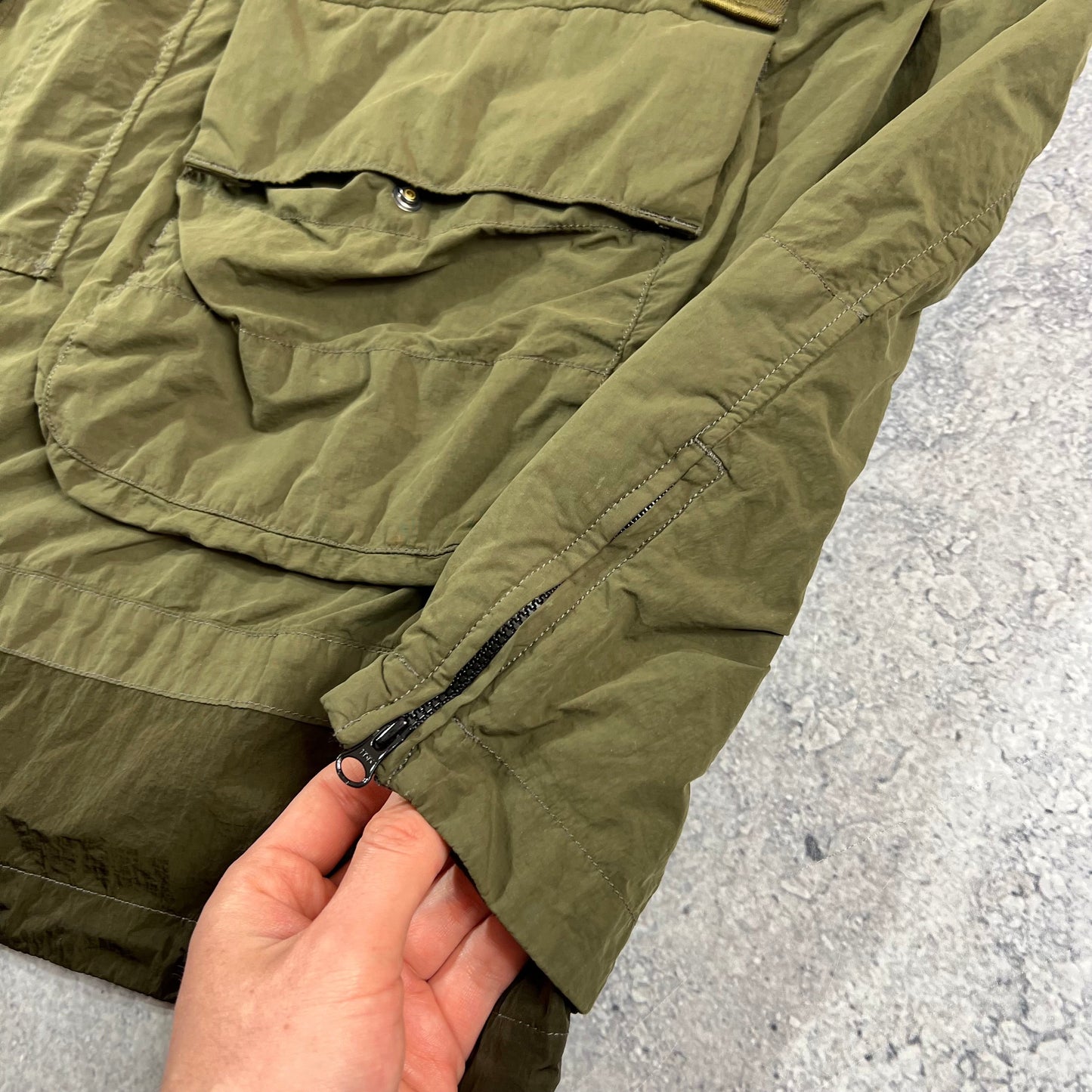 CP Company Khaki Flatt Nylon Mille Miglia Jacket Size 48- M/L 23”