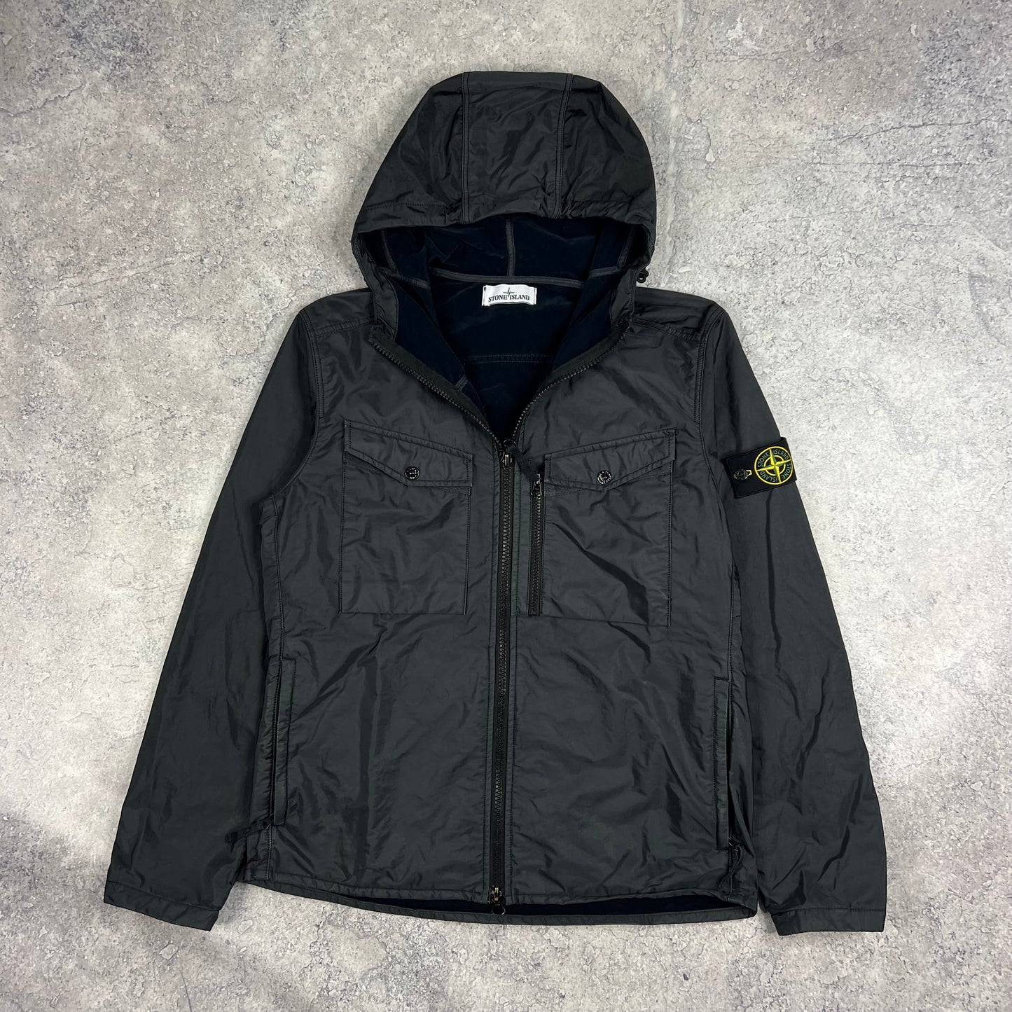 Stone Island Black Lamy Flock Jacket Large 22.5”