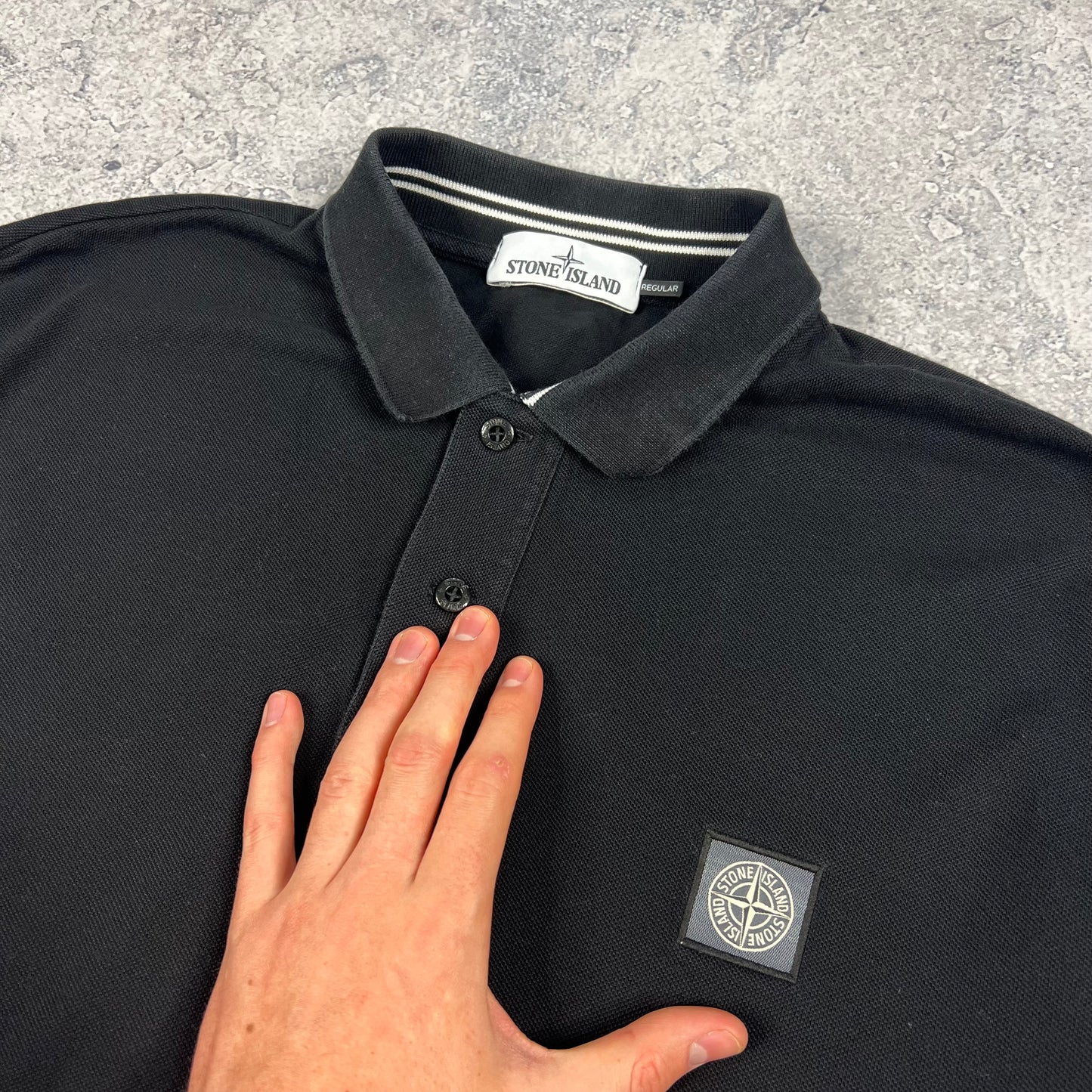 Stone Island Black L/S Polo XXL 24.5”