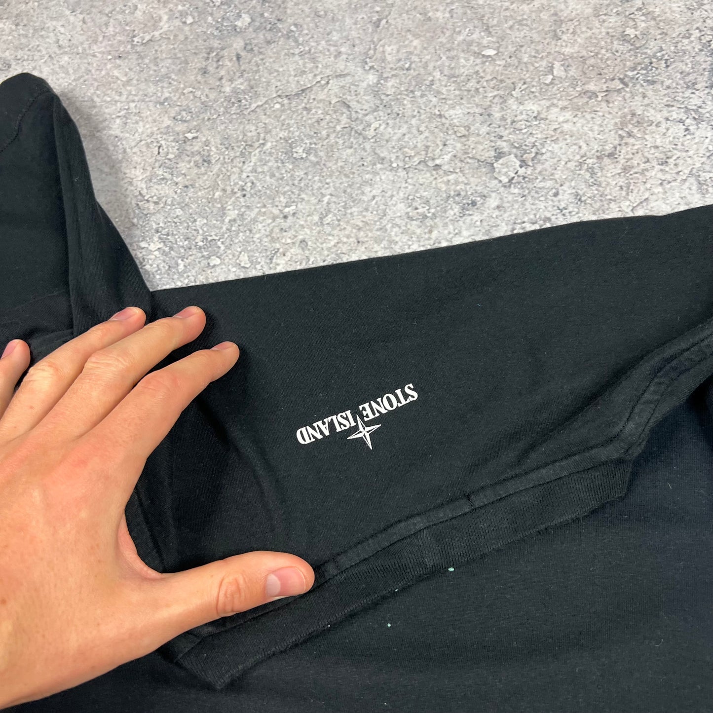 Stone Island Black Marble Logo T-Shirt Medium 19.75”