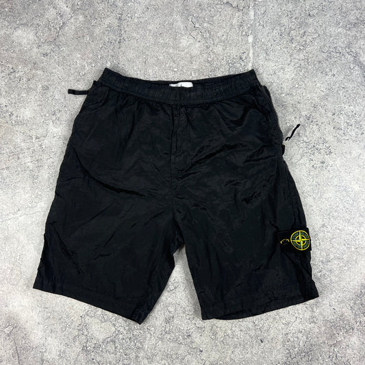 Stone Island Black Nylon Metal Cargo Shorts W30”