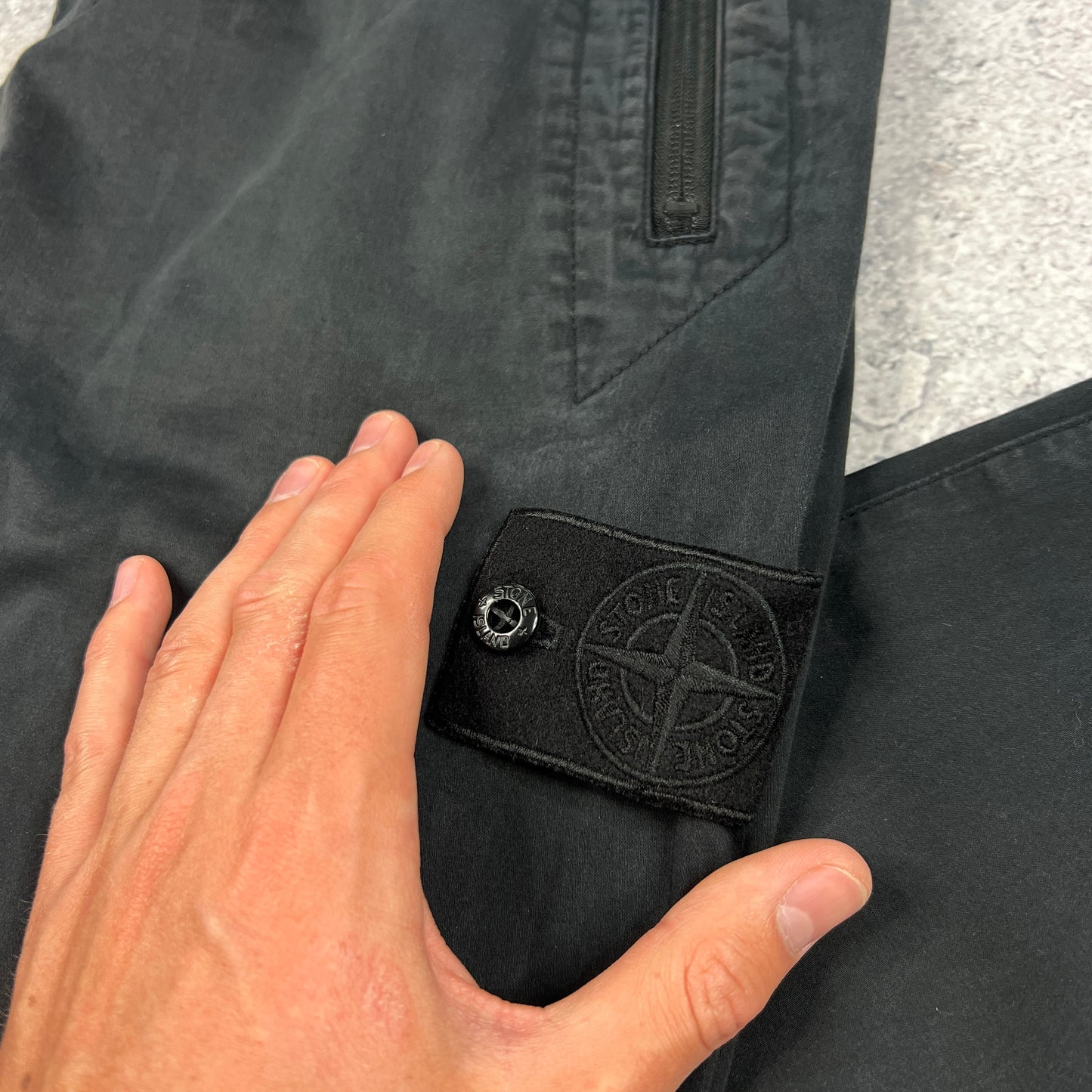 Stone Island Black Ghost Cuffed Cargo Trousers W30”