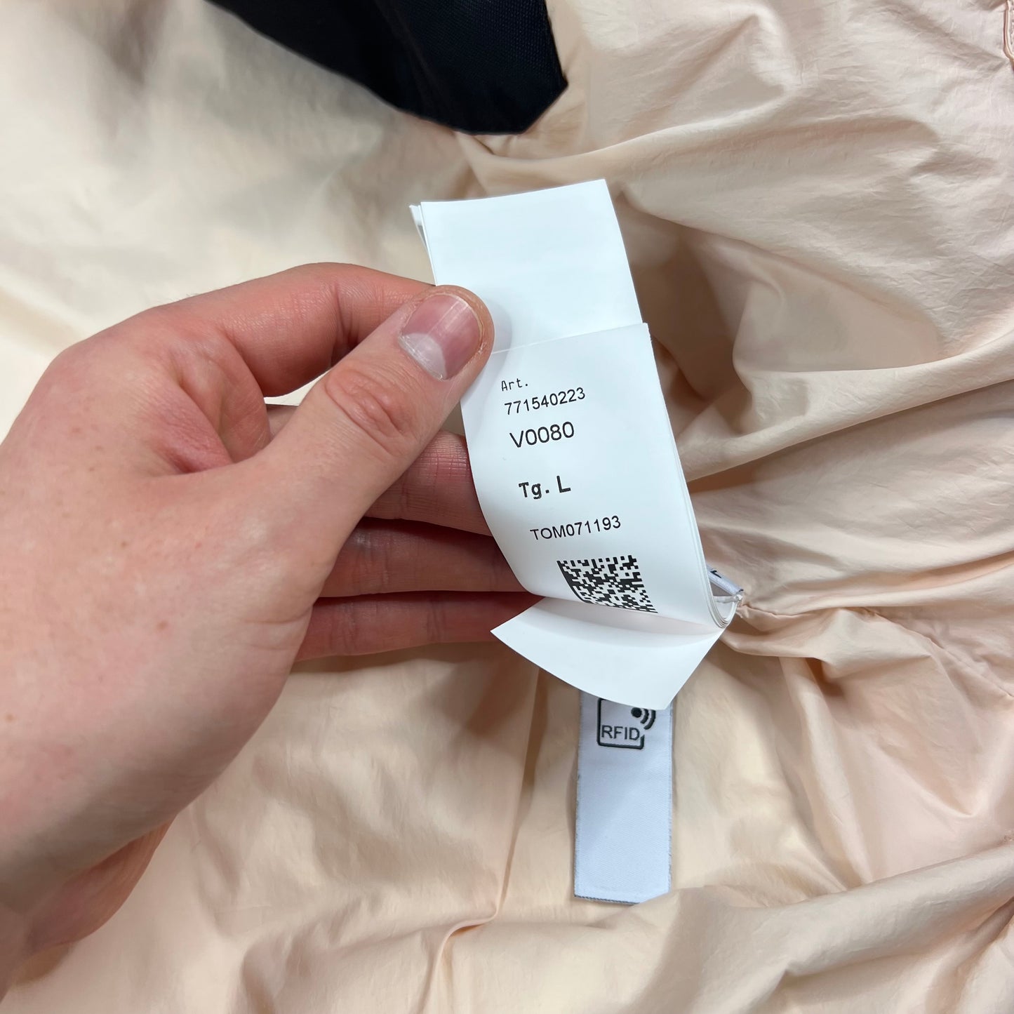 Stone Island Peach Crinkle Reps Down Jacket Large 25.25”