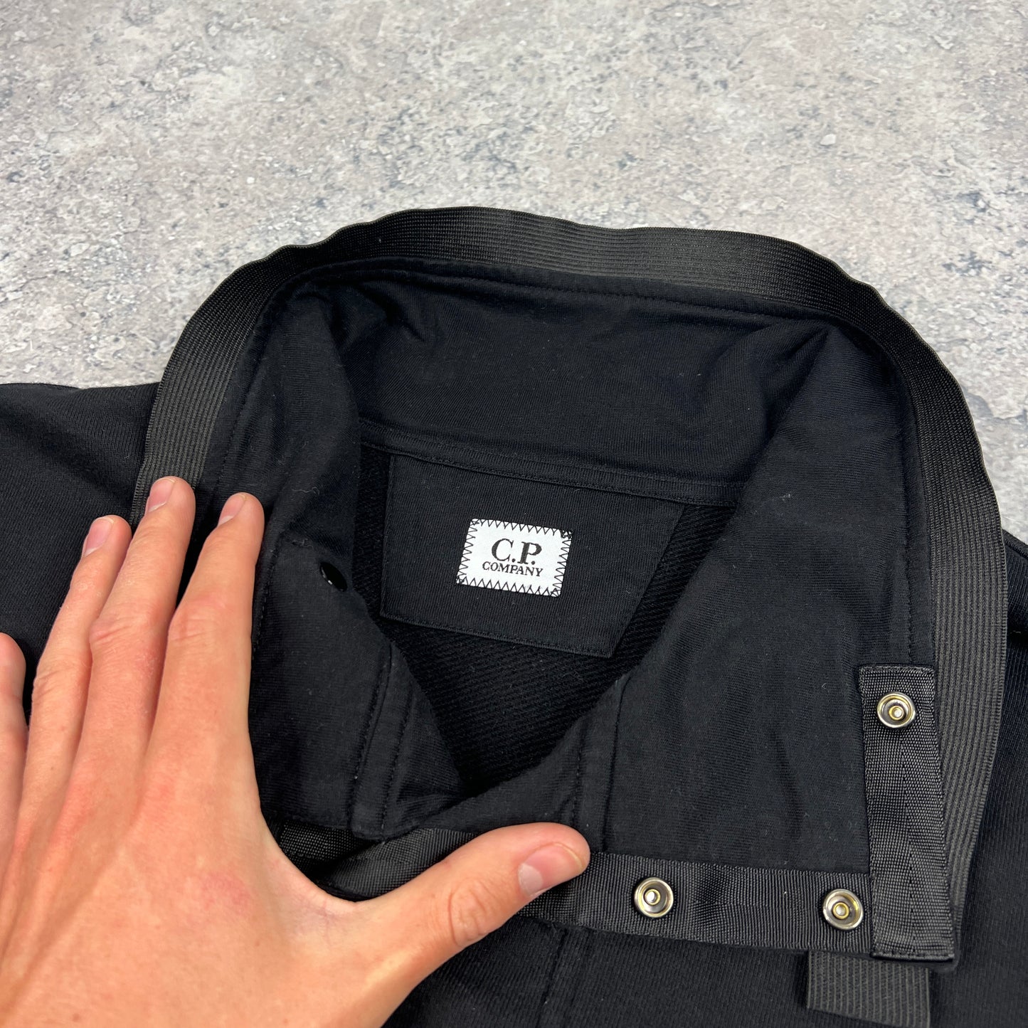 CP Company Black Button Up Lens Pullover Medium 21.5”