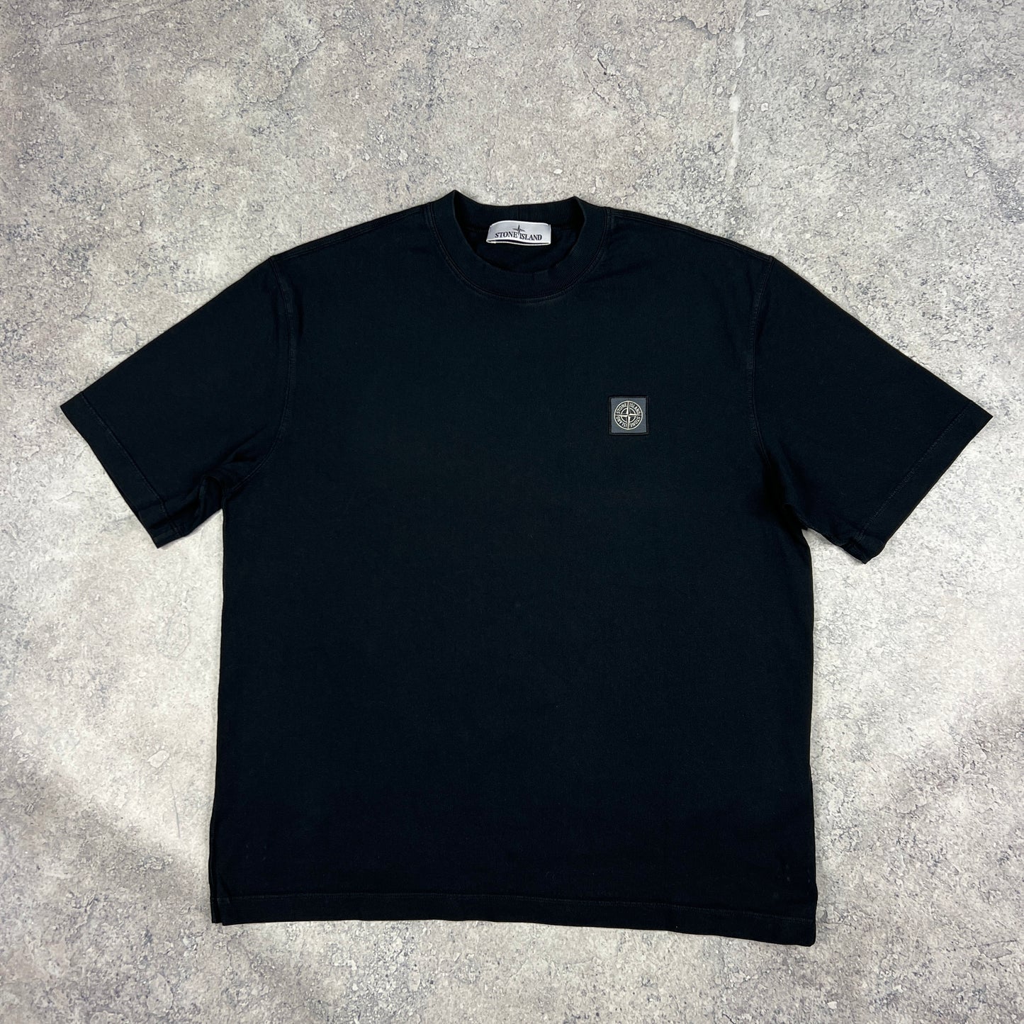Stone Island Black Oversized Patch T-Shirt Medium 22.5”
