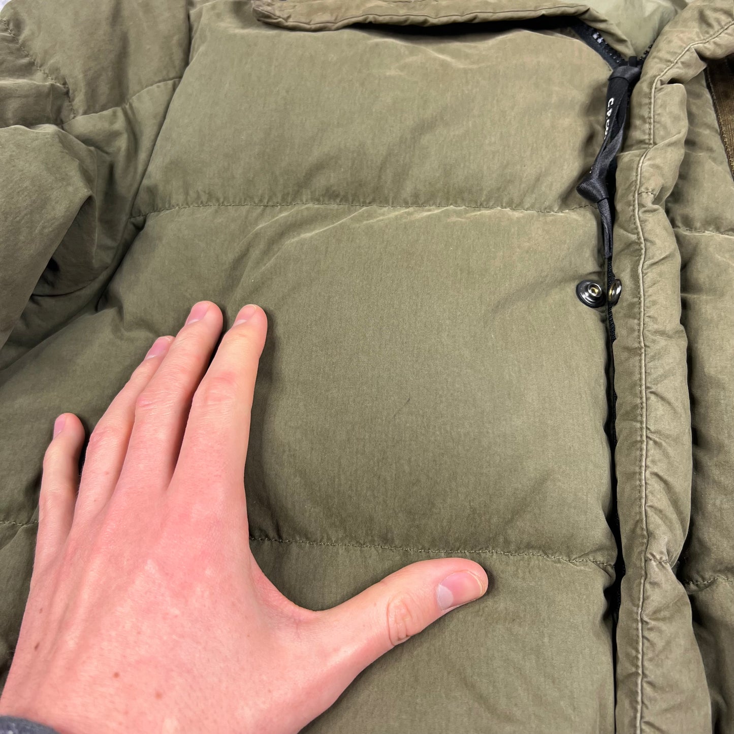 CP Company Khaki 50 Fili Down Parka Size 48- Medium 21.75”
