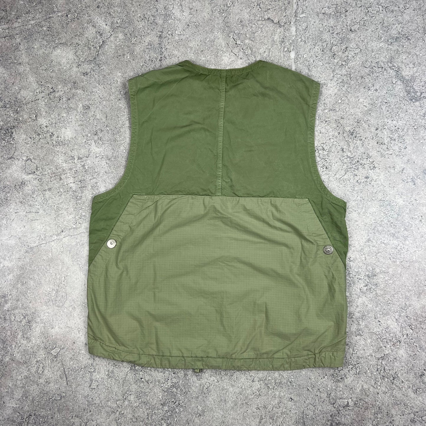 Stone Island Green Cupro Cotton Vest Large 22.5”