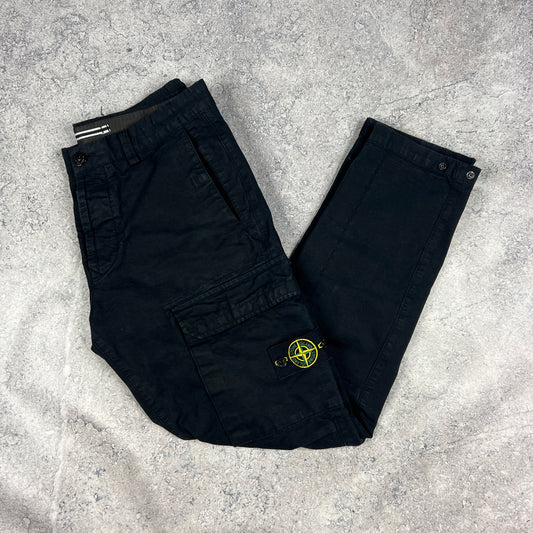 Stone Island Black Regular Cargo Trousers W32”