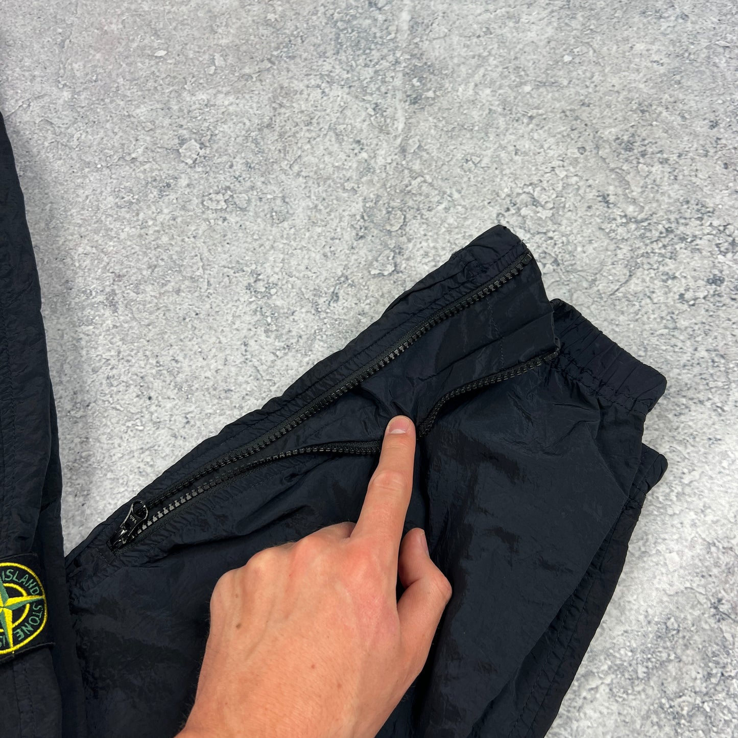 Stone Island Navy Nylon Metal Cargo Trousers W30”