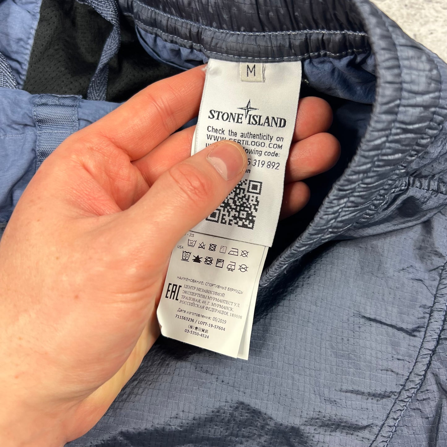 Stone Island Blue Nylon Metal Ripstop Shorts Medium 30-32”