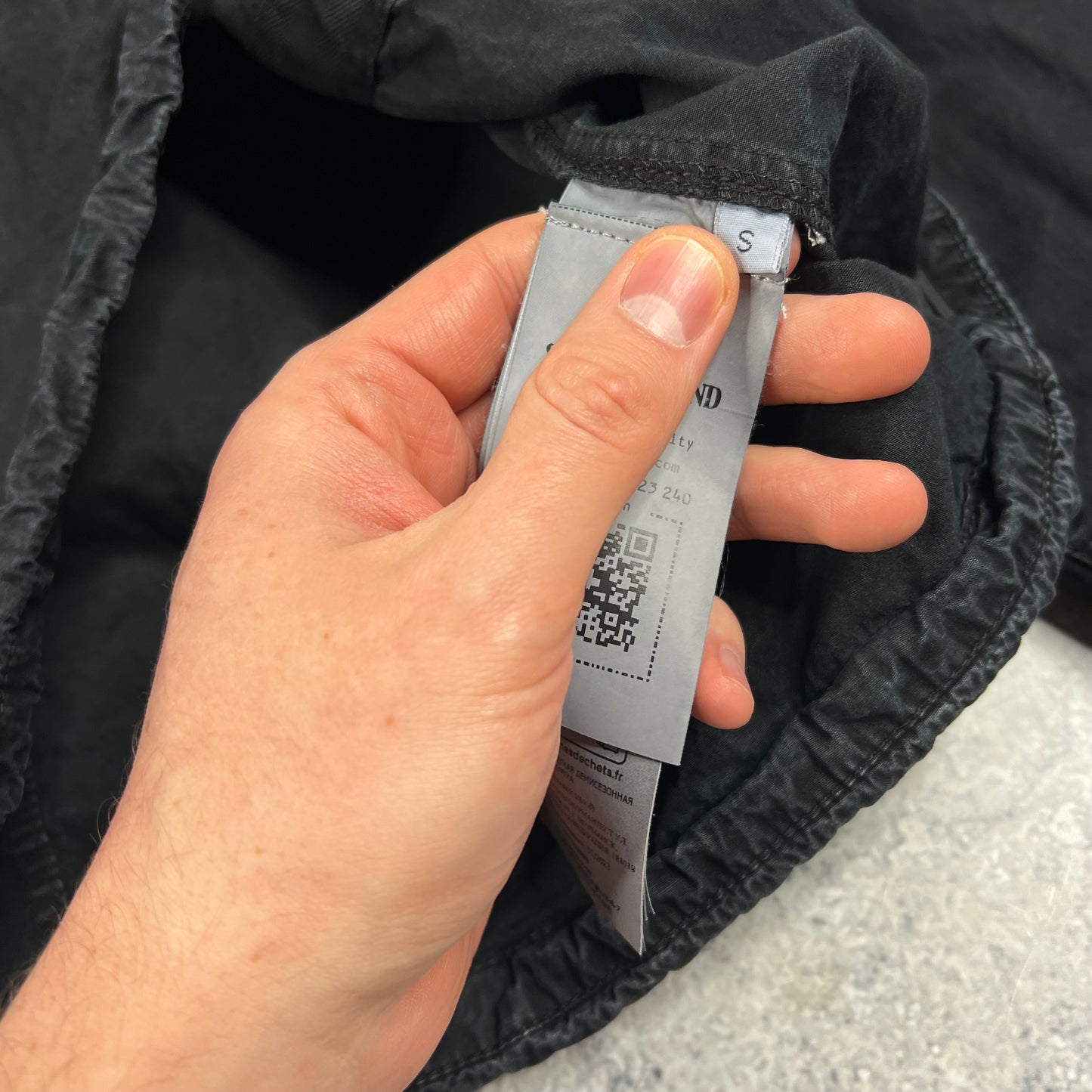 Stone Island Black Tela Garment Dyed Smock Small 23.5”