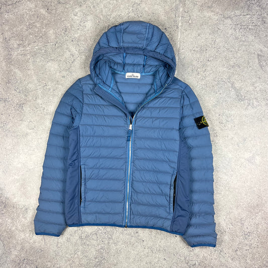 Stone Island Blue Loom Woven Down Jacket Small 20”