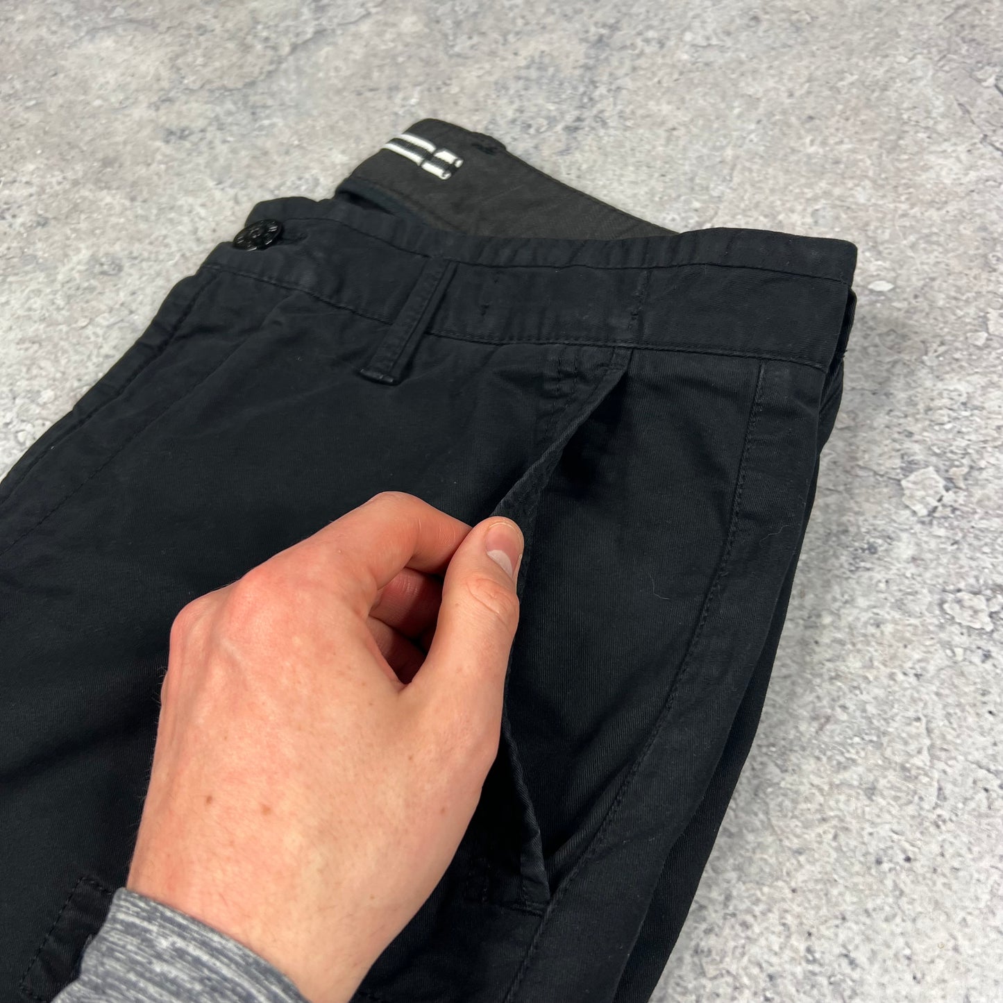 Stone Island Black Slim Cargo Trousers W32”