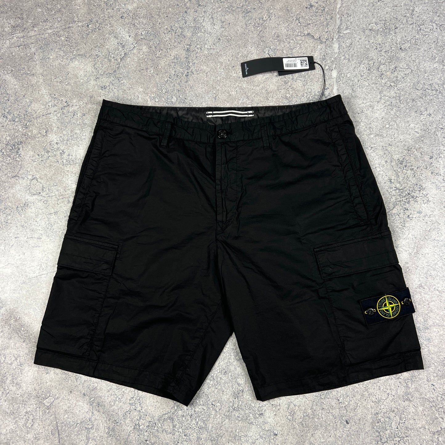 Stone Island Black Tela Parachute Cargo Shorts BNWT
