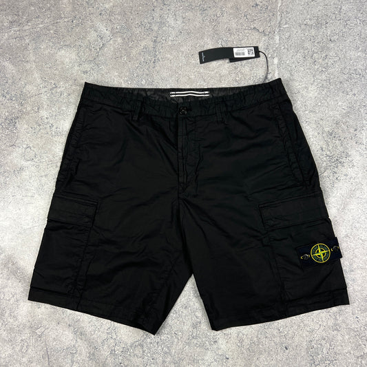 Stone Island Black Tela Parachute Cargo Shorts BNWT