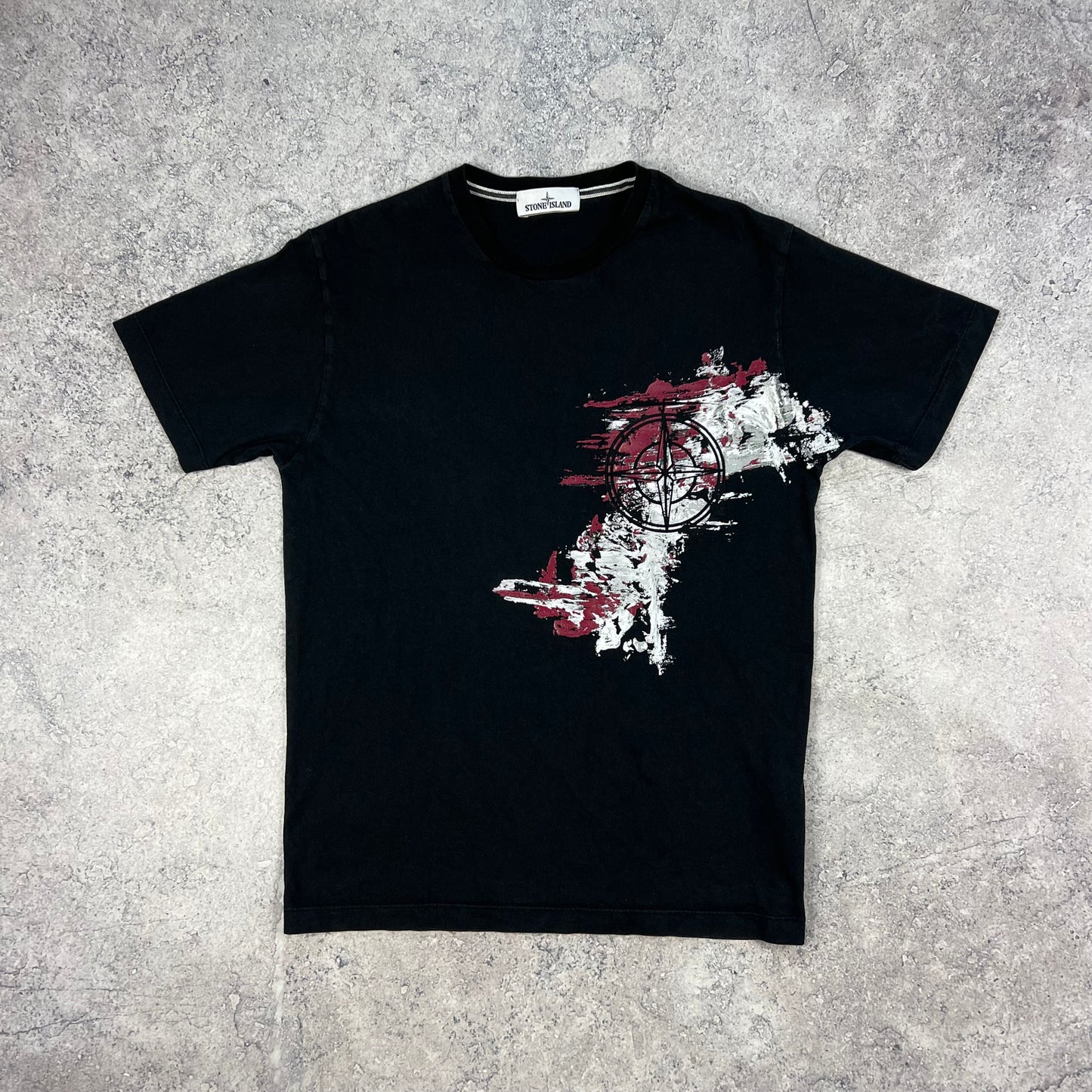 Stone Island Black Paint T-Shirt Large 20.5”