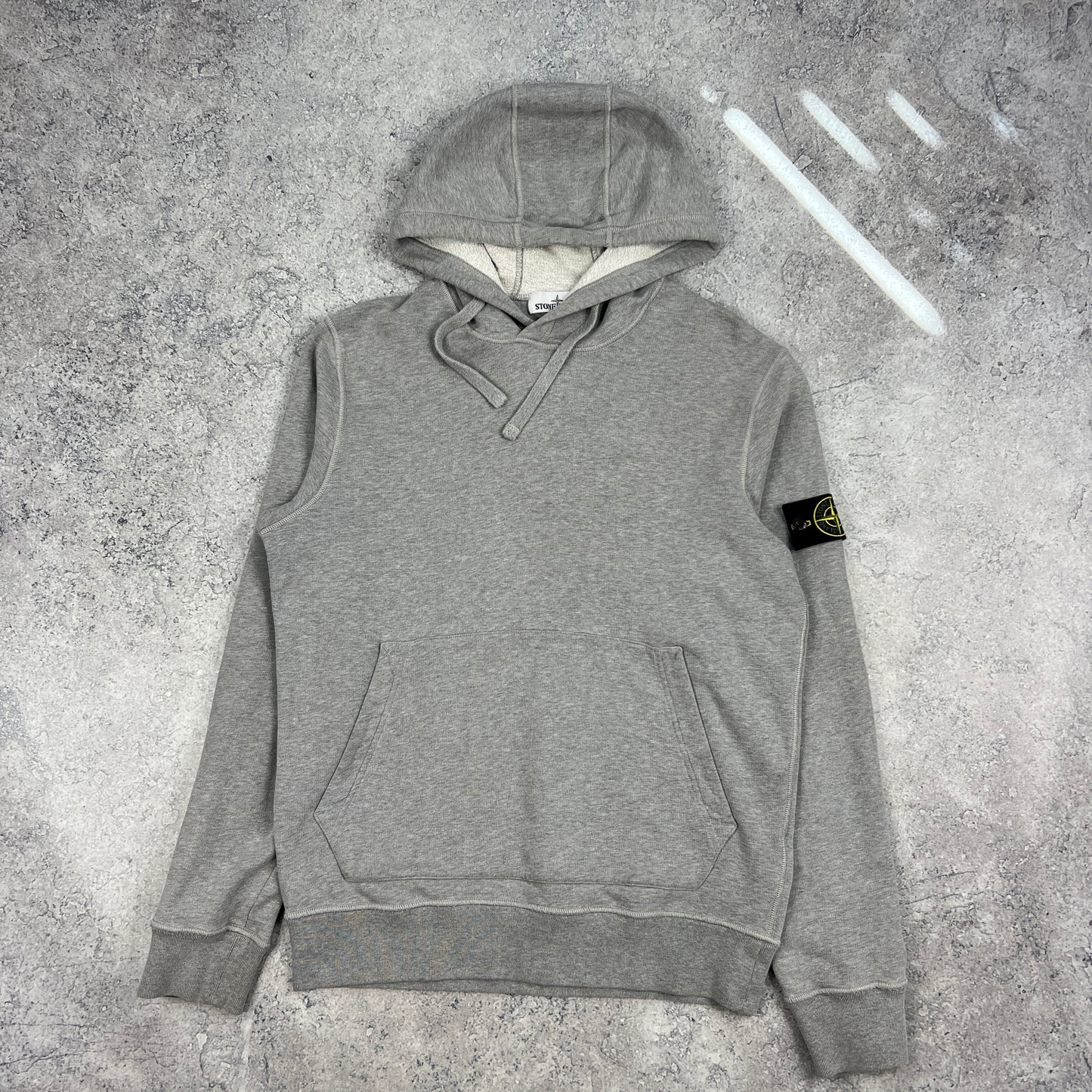 Stone Island Grey Pullover Hoodie Medium 22.5”