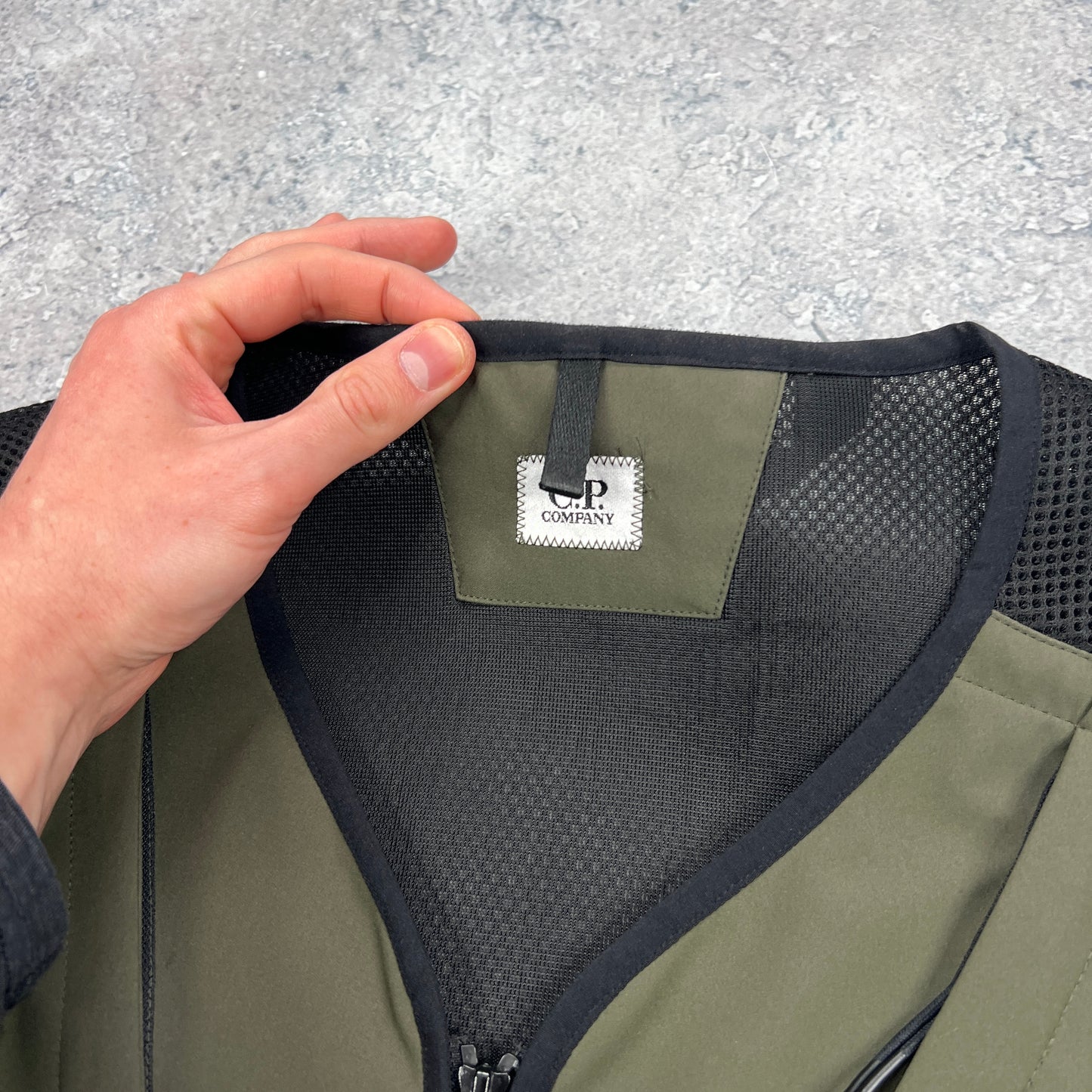 CP Company Khaki Lens Softshell Vest Size 50- Large 22”