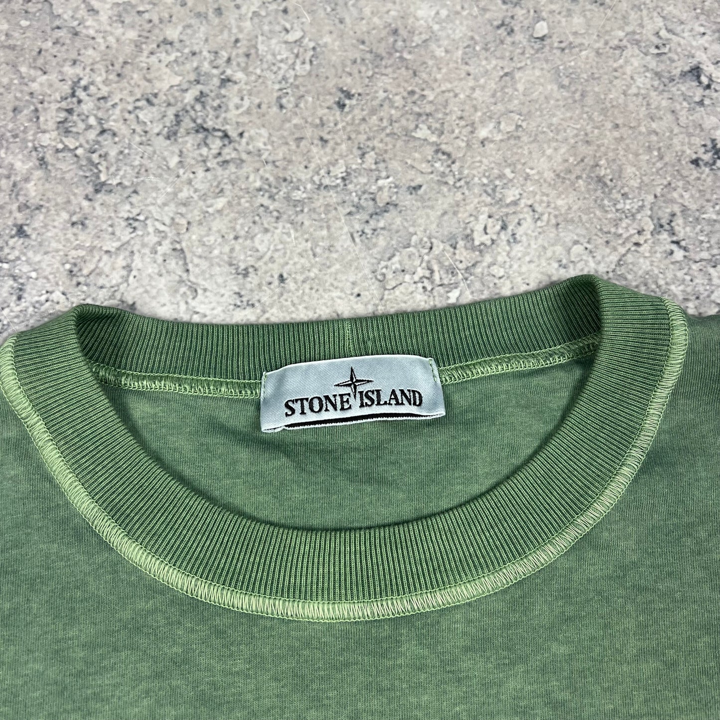 Stone Island Green Garment Dyed Long Sleeve T-Shirt Large 21.5”