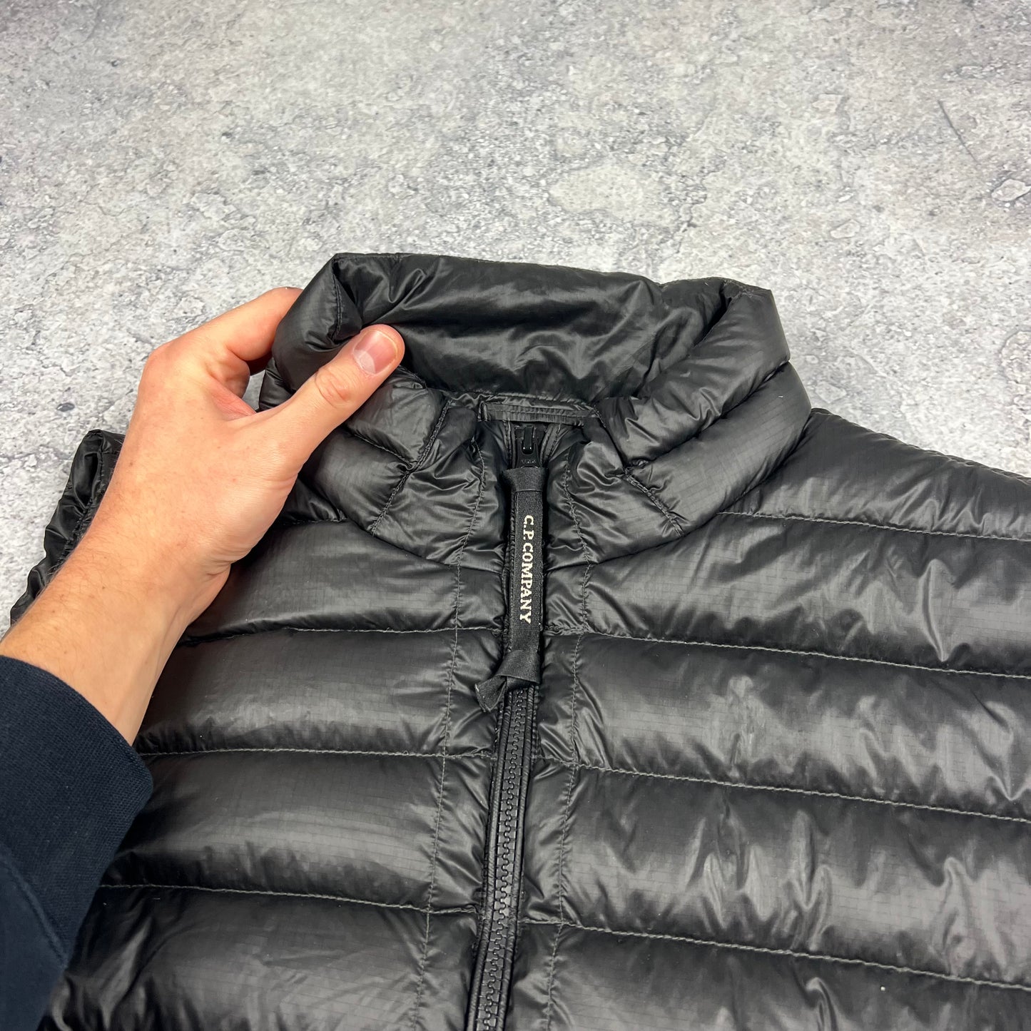 CP Company Black DD Shell Down Lens Gilet Large 22.75”