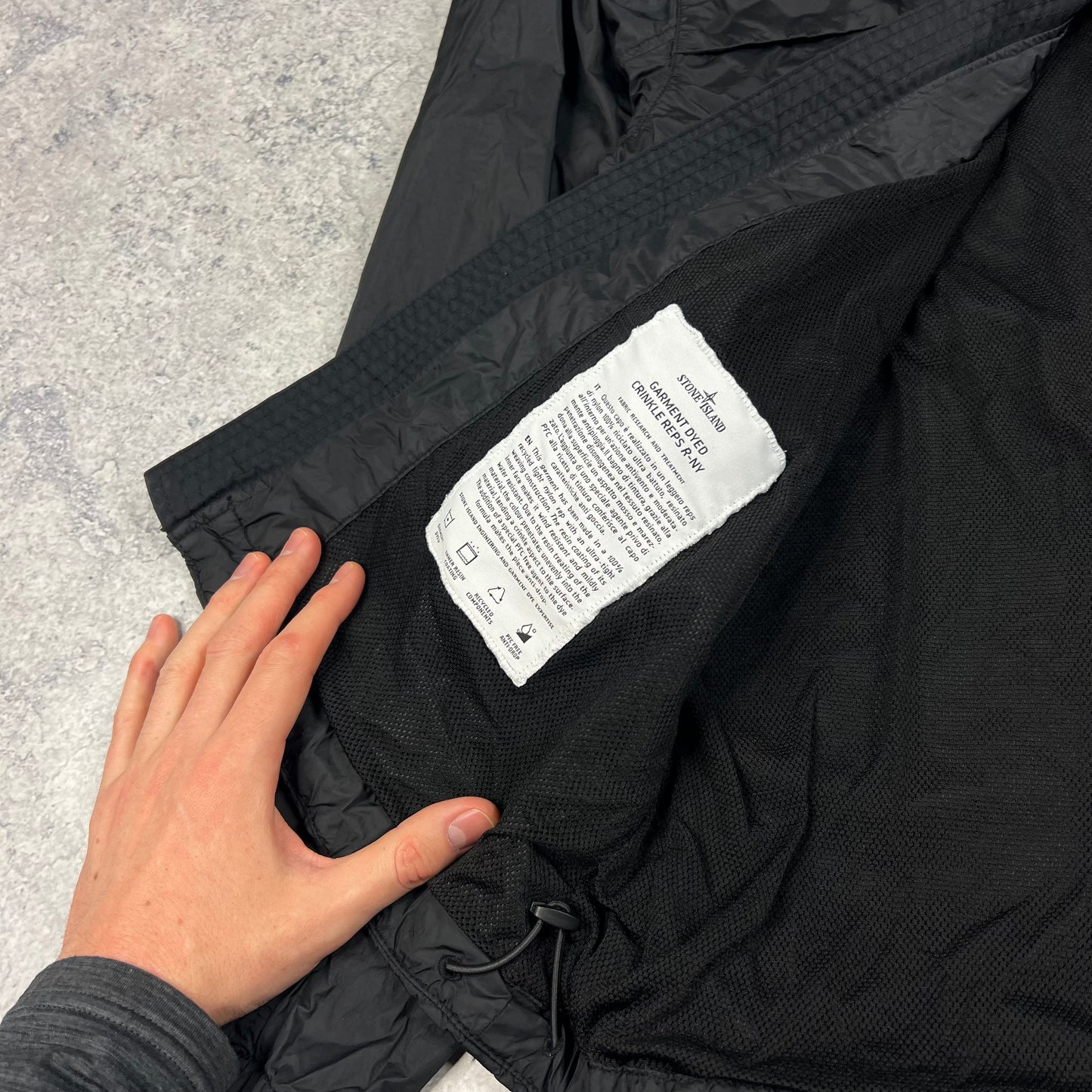 Stone Island Black Crinkle Reps Jacket Large 21.75”