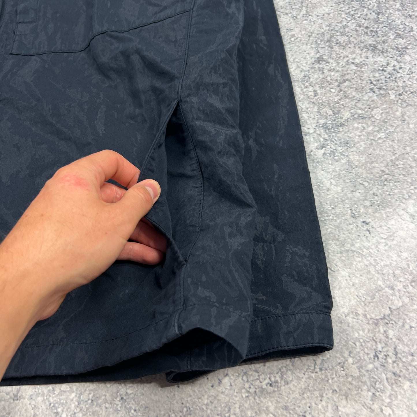 Stone Island Navy Cotton/Nylon Shimmer Hooded Overshirt XL 23.5”