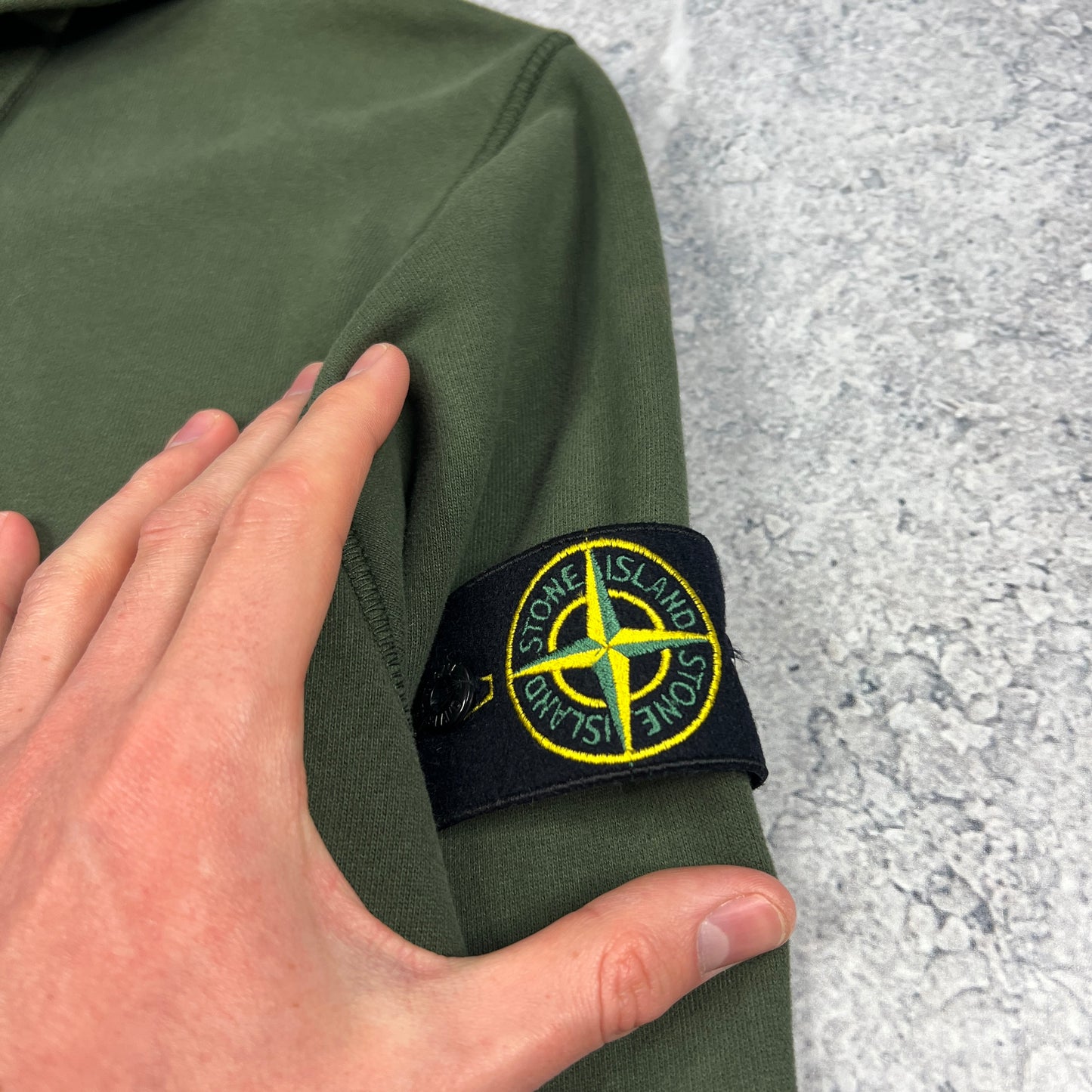 Stone Island Khaki FZ Hoodie Medium 21.75”