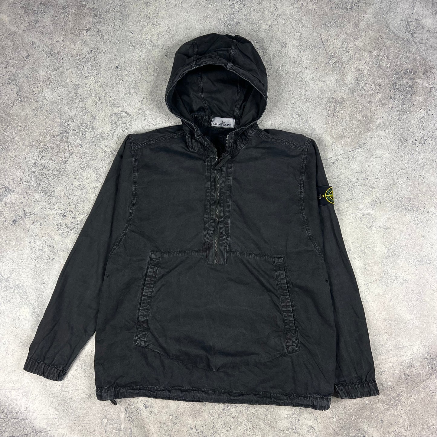 Stone Island Black Tela Garment Dyed Smock Small 23.5”