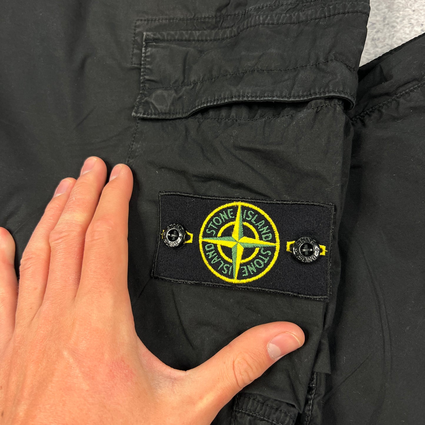 Stone Island Black Parachute Cargo Trousers W32”