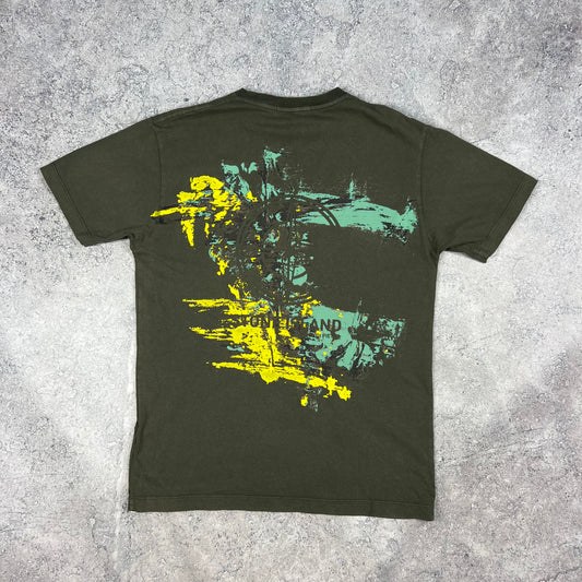 Stone Island Khaki Graphic Logo T-Shirt Large 20.25”