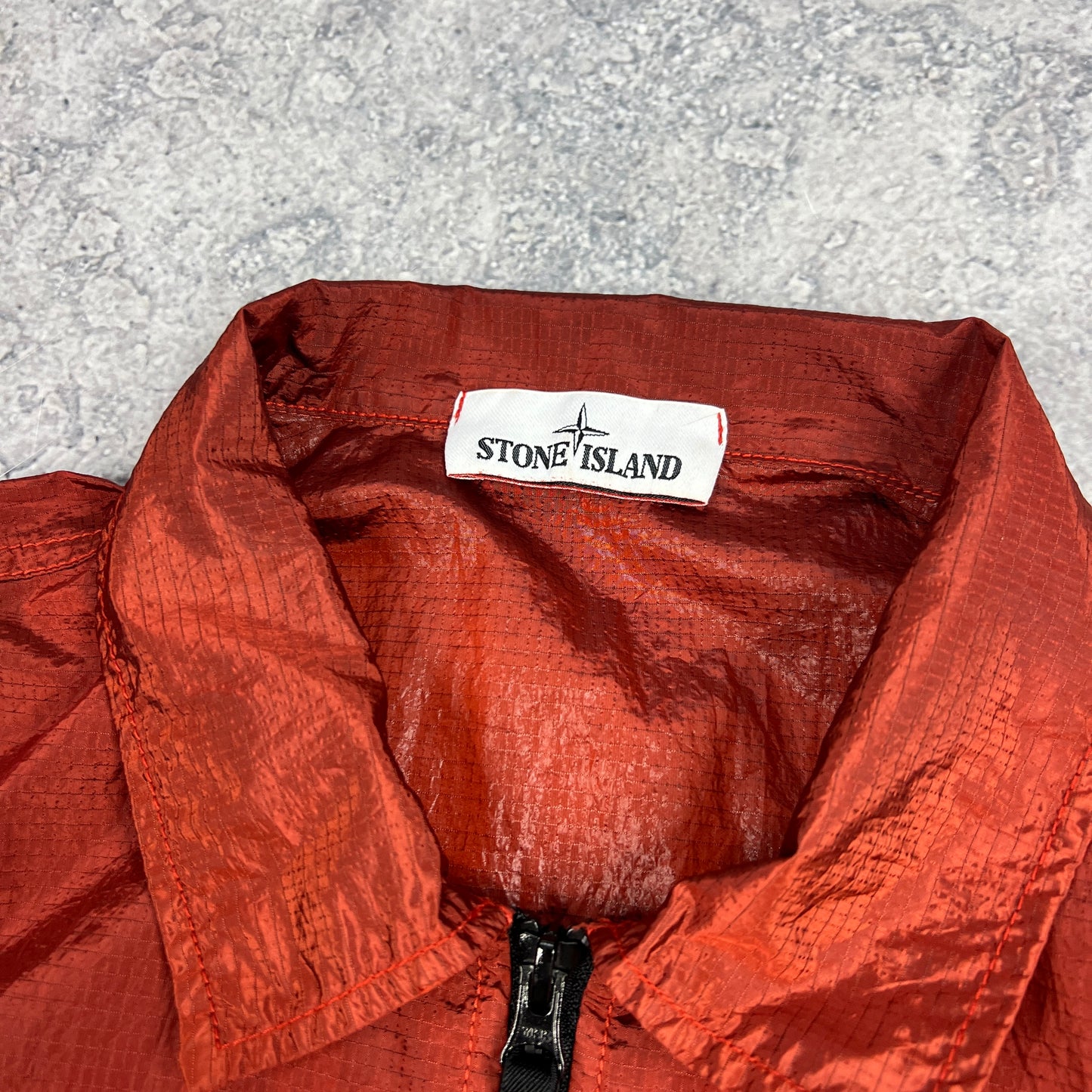 Stone Island Red Nylon Metal Ripstop Overshirt Large 22.5”