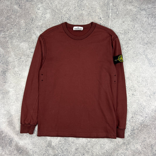 Stone Island Burgundy Lightweight Sweatshirt Medium 20.75”