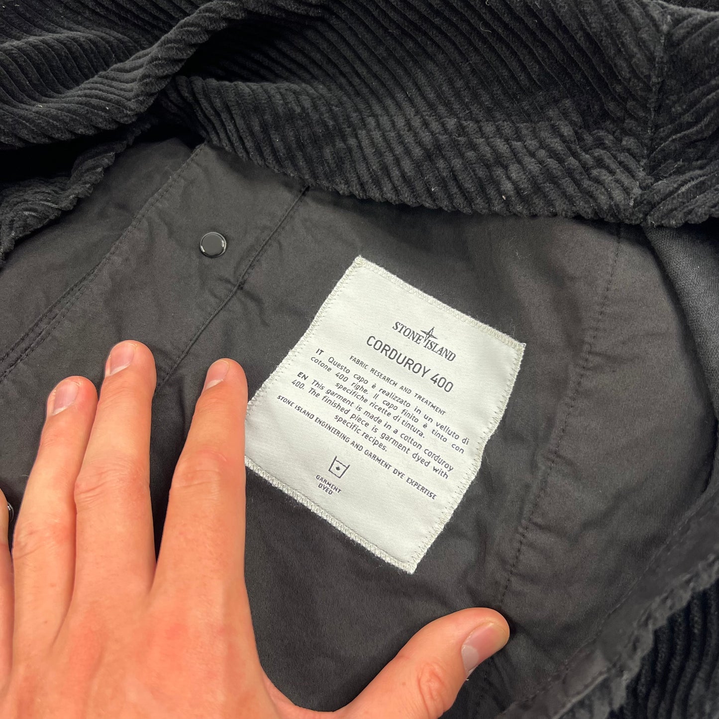 Stone Island Black Corduroy 400 Jacket Small 21.25” BNWT