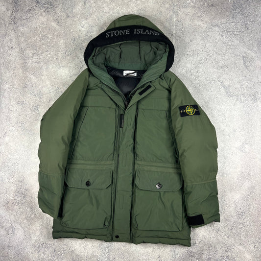 Stone Island Green Micro Reps Down Parka Large 25.5”