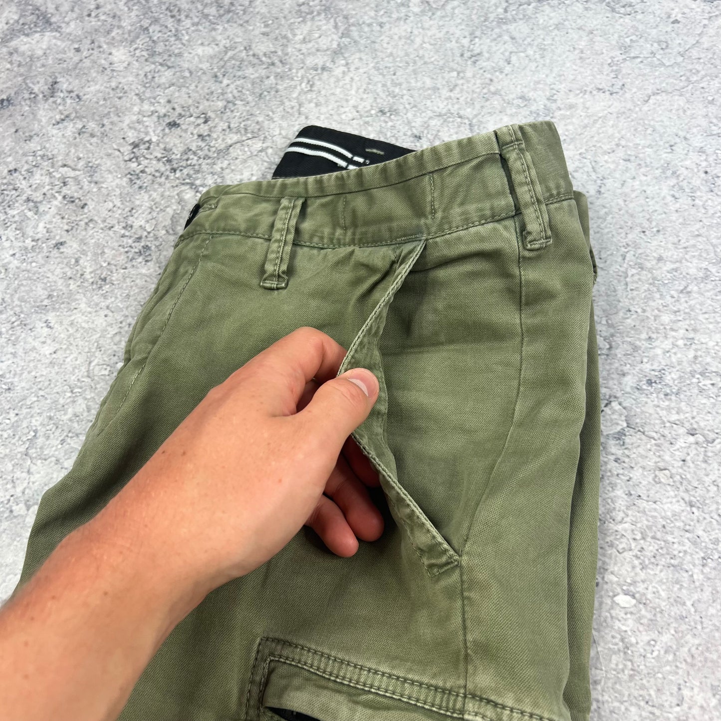 Stone Island Green Skinny Cargo Trousers W30”