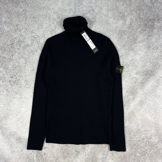 Stone Island Black Rollneck Ribbed Jumper Medium 18” BNWT