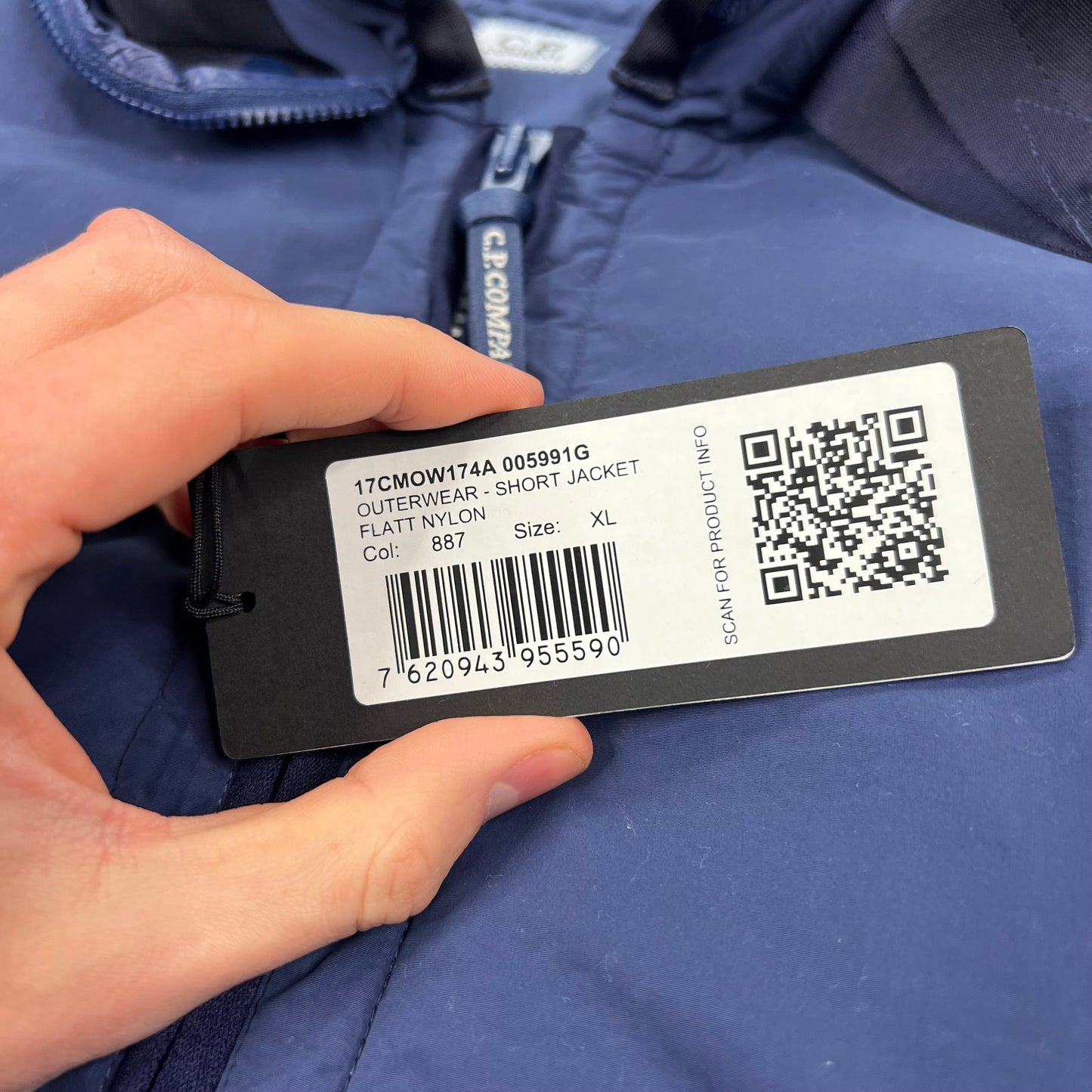 CP Company Blue Flatt Nylon Down Jacket XL 26”