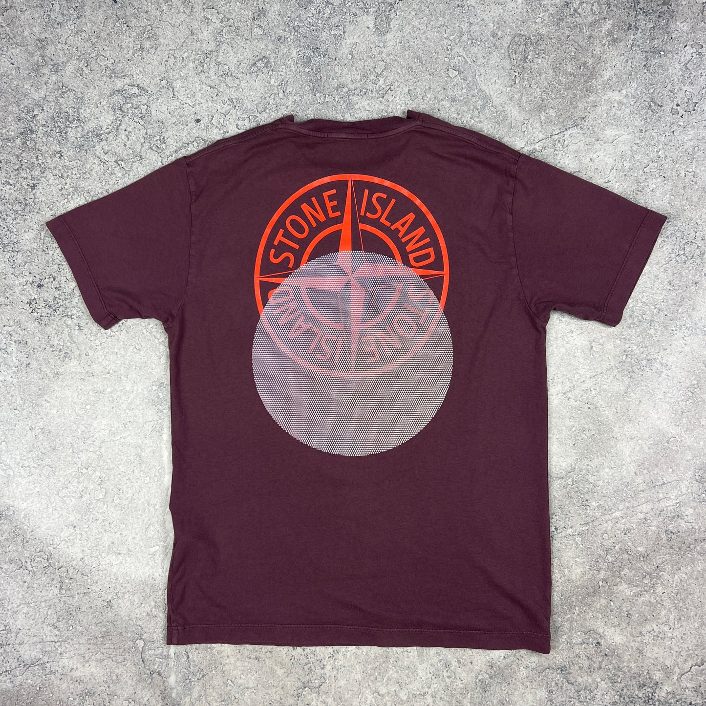 Stone Island Burgundy Tricromia T-Shirt Large 21”
