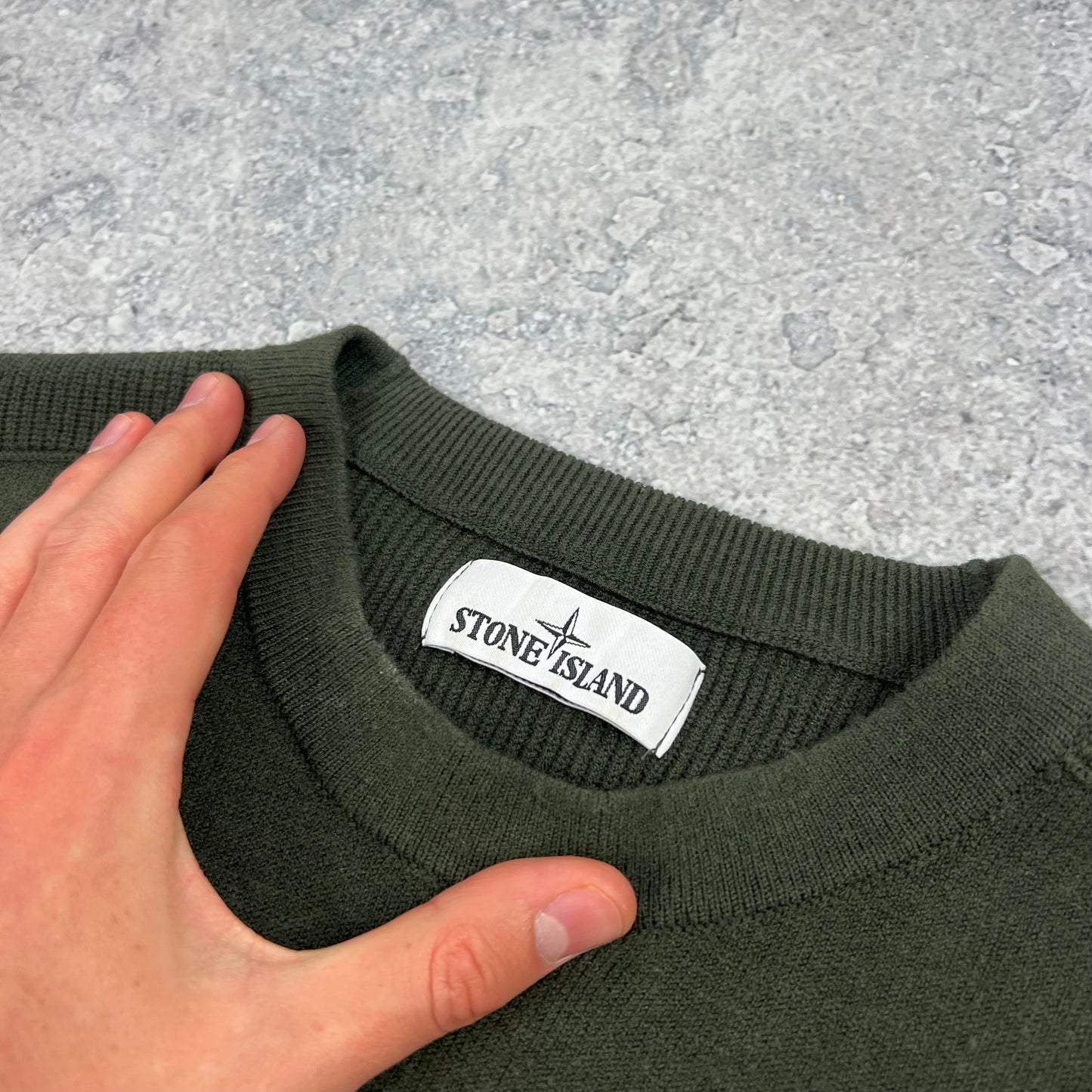 Stone Island Khaki Knit Jumper Medium 20.5”