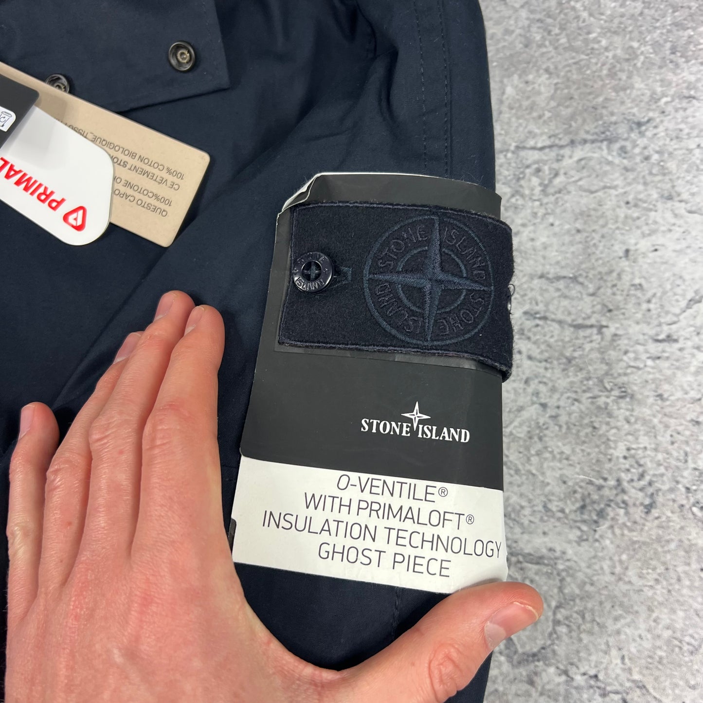 Stone Island Navy Ghost O-Ventile Primaloft Jacket XL 26” BNWT