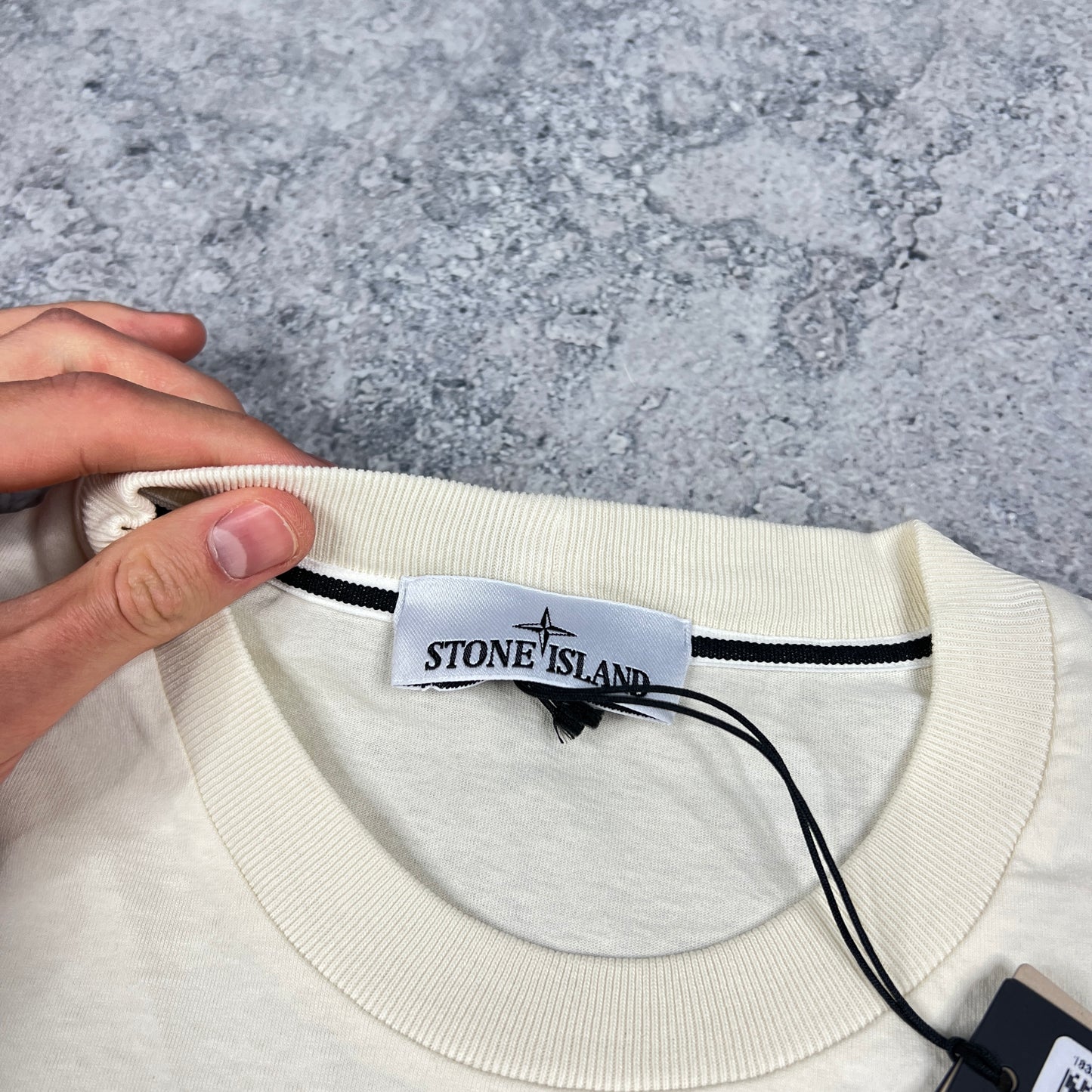 Stone Island Cream/Blue Compass T-Shirt BNWT