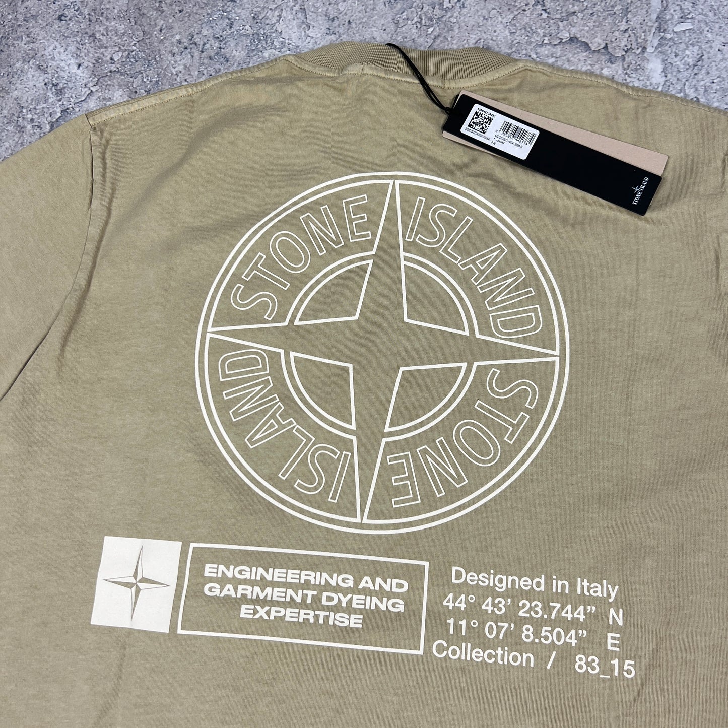 Stone Island Beige Dial T-Shirt Medium 22.25” BNWT