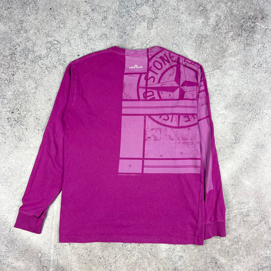 Stone Island Purple Mosaic L/S Tee Medium 20.75”