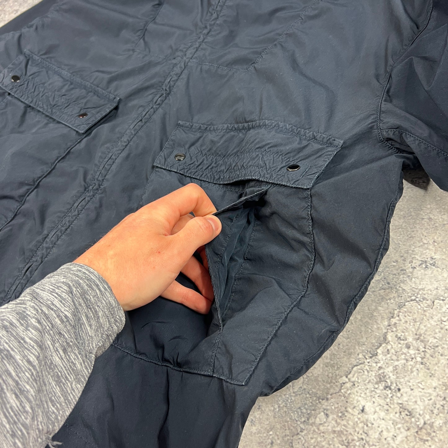 Stone Island Navy Light Compact Touch Poly Jacket Large 25.25” BNWT