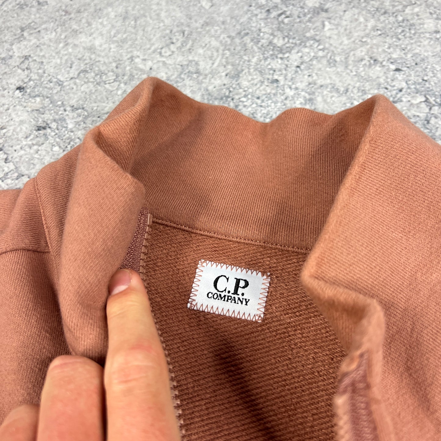 CP Company Salmon Quarter Zip Sweatshirt XL 23”