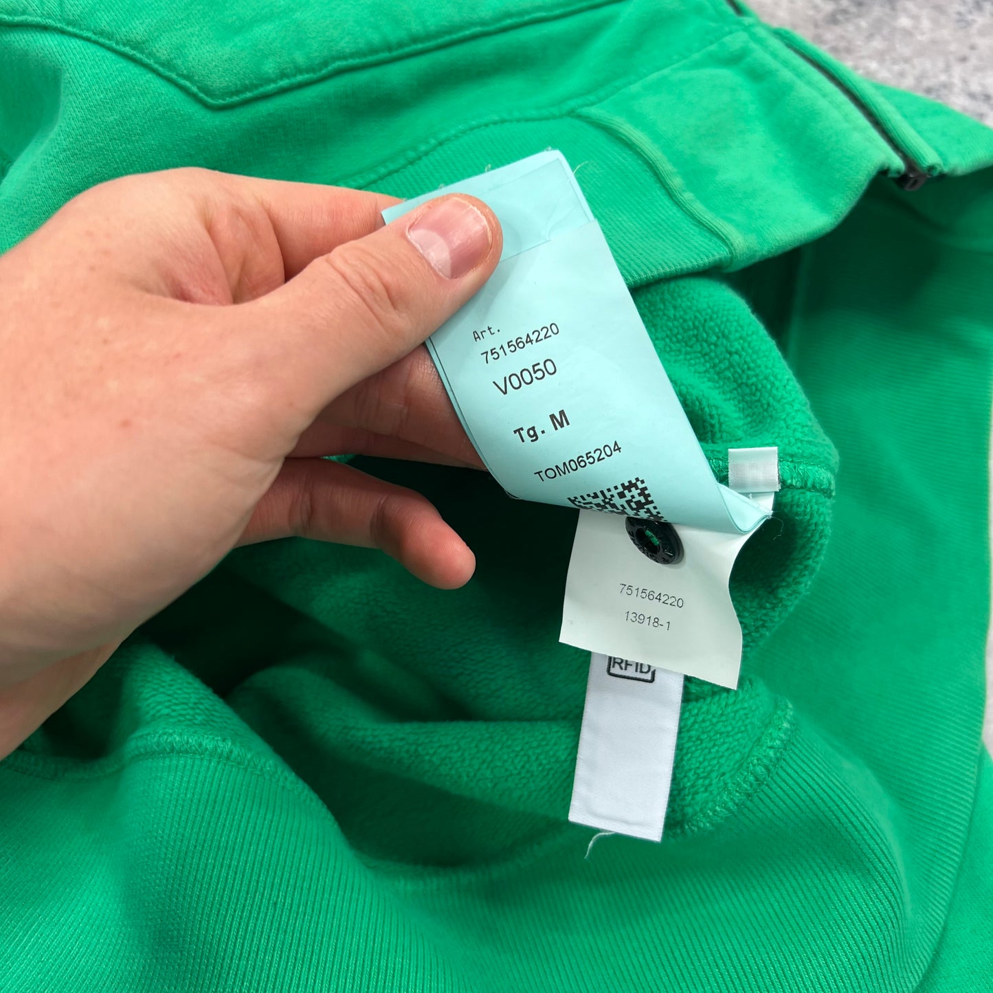 Stone Island Green FZ Hoodie Medium 22.25”