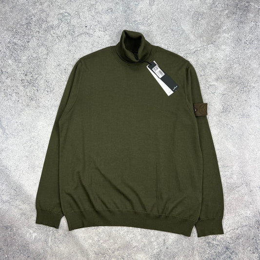 Stone Island Khaki Ghost Turtleneck Knit Jumper XL 23.5” BNWT